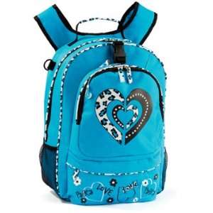  Pastel Blue Aqua Leopard Print Heart Girls Backpack School 