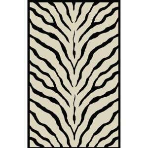  Rug Co. WK002WHBK African Safari WK002 Zebra Print Off White / Black