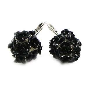   Earrings / dormeuses french touch Boules De Roses black. Jewelry