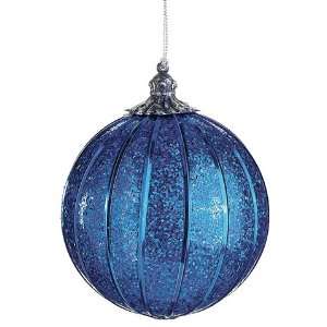  4 Glittered Ball Ornament Blue (Pack of 12)
