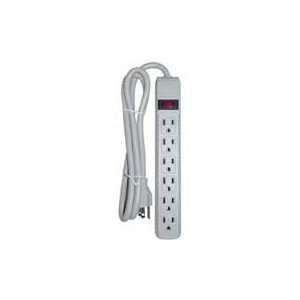   Plastics Power Strip With 1MOV Protection, 6 ft Cord, UL Electronics