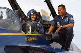 Franco, just before he gets a ride in the Blue Angels No. 7, with 