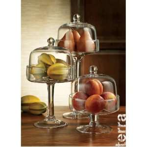   Terra Glass Footed Pastry Dessert Stands, Set of 3