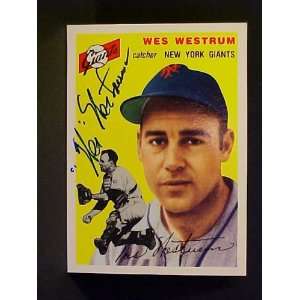 Wes Westrum New York Giants #180 1954 Topps Archives Autographed 