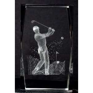   Crystal Golfer 06 5x5x8 Cm Cube + 3 Led Light Stand 