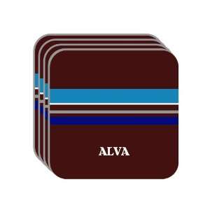 Personal Name Gift   ALVA Set of 4 Mini Mousepad Coasters (blue 