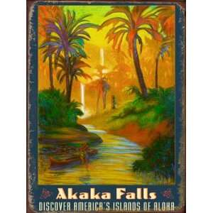  Akaka Falls Metal Sign Surfing and Tropical Decor Wall 