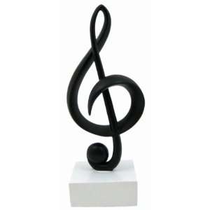   Black / White Treble Clef Musical Note Statue Figurine