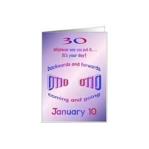  Happy Palindrome Birthday 30 years old on 01/10 Card 