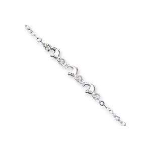   Silver 3 Dolphins Anklet   9 Inch   Spring Ring   JewelryWeb Jewelry