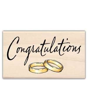  Rubber Stamp With Wood Handle, Congratulations And Rings 