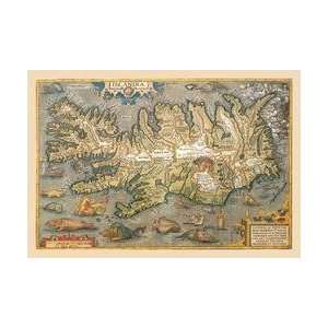  Map of Iceland 12x18 Giclee on canvas