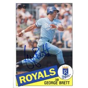   George Brett Autographed 1985 Topps Blown Up Card Sports Collectibles