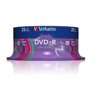  Verbatim DVD+R 4.7Gb 16x Spindle 25 Multi Colour No 43733 