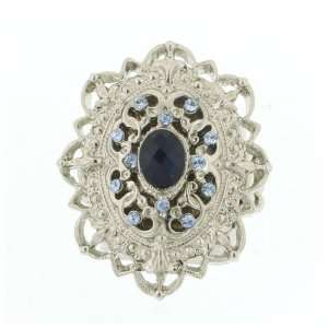  1928 Silver Tone with Light Sapphire Oval Ring Beauty