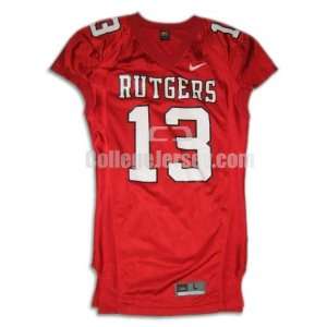 Red No. 13 Game Used Rutgers Nike Football Jersey  Sports 