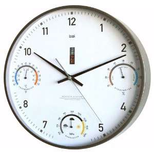  Bai 8 in 1 Weather Station Wall Clock, White