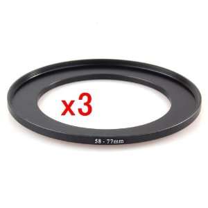  Neewer 3 x 58mm to 77mm 58 77mm Step Up Ring For Filters 