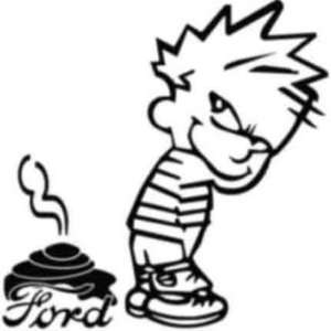  6 Calvin Pooping Crapping on Ford car Decal/Sticker