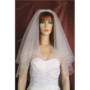  2T IVORY Elbow Crystal Rhinestone Wedding Veil Beauty