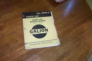 Galion Model 104 Motor Grader Parts List  