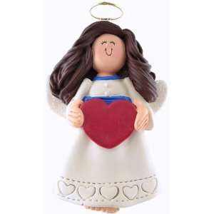 3251 Angel with Heart Female Brunette Personalized Christmas Holiday 