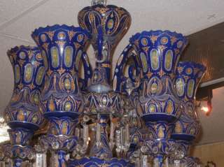 Palatial Bohemian Islamic Blue Cased Glass Chandelier  