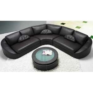  4 pcs Sectional Italian Leather Sofa Set, Item#2224, BLACK 