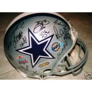  SMITH AIKMAN IRVIN + 28 Cowboys Autograph Helmet COA x 