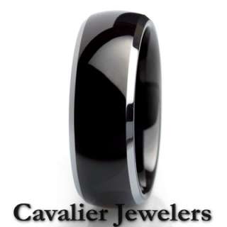 This Tungsten Carbide Ring is 8mm wide, domed and plated Black on the 