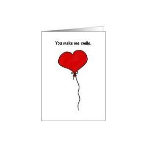  Red Heart Balloon You Make Me Smile Cute Whimsical Humor 
