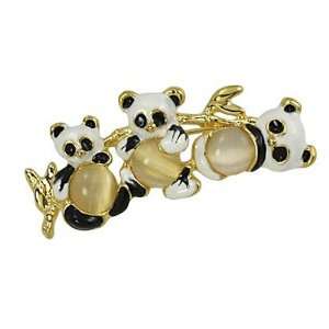  Gold Plated Black and White Panda Brooch Pin Jewelry