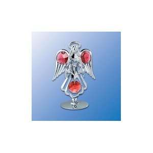  Chrome Plated Guardian Angel W/ Heart Free Standing   Red 