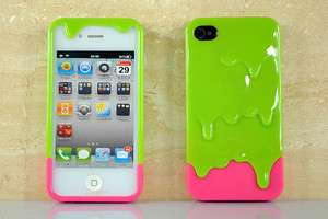  ice Cream Skin Hard Case Cover For Apple iPhone 4 4S Green Pink 0202