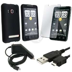  4in1 Black Case Charger Accessory Bundle For HTC EVO 4G 