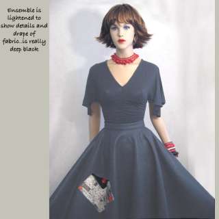 VINTAGE 50s ATOMIC ART PCKT DRESS POODLE CIRCLE SKIRT HAND PSYCHEDELIC 