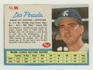 1962 Post Cereal Baseball #96 Leo Posada /ATHLETICS/ NM  