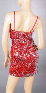 Sexy Cocktail Party Bling Red Sequin Dress 6 10 0613  