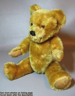 VINTAGE GOLD MOHAIR JOINTED TEDDY BEAR ENGLISH  