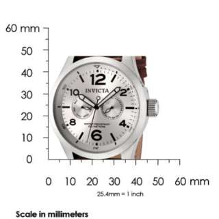 Invicta Mens 0765 II Collection Silver Dial Brown Leather 2 EYE Swiss 
