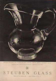 1954 Steuben Glass Crystal Pitcher Corning NY Photo Ad  