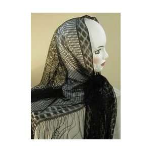 Black with Fringes Veil Head Covering 