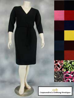   Dress 3/4 or Long Sleeve Plus Sizes 18 20 22 Knee Length 18 Colors