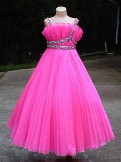 Unique Fashions 1011 Neon Pink Girls Pageant Gown sz 7  