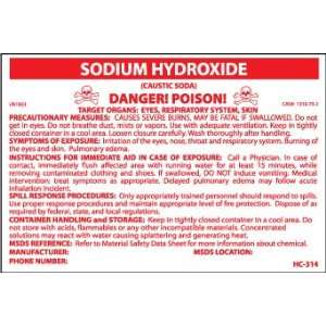  LABELS SODIUM HYDROXIDE 3 1/4X5 P/S