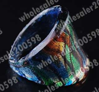 WHOLESALE 12PCS #7 9 Dichroic Foil Lampwork Glass Rings  