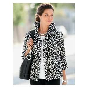  Petite Black/whit Leopard Zip Front Jacket Sports 