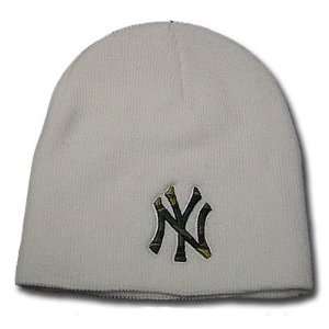  OFFICIAL MLB NEW YORK YANKEES BEANIE KNIT HAT CAP WHITE 