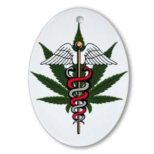  Ornament (Oval) Medical Marijuana Symbol 