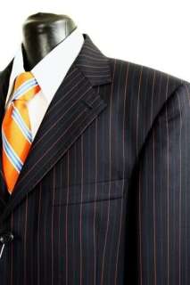 Zanetti Mens Italian Suit Navy With Orange Stripes Z6  